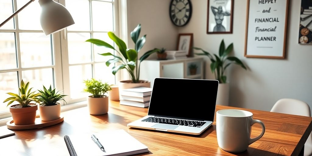A cozy office setup for financial planning.