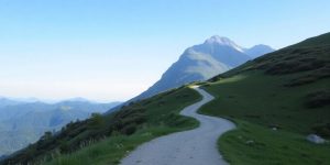 Path leading to a mountain symbolizing long-term goals.