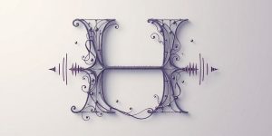 Stylized letter H with sound waves and phonetic symbols.
