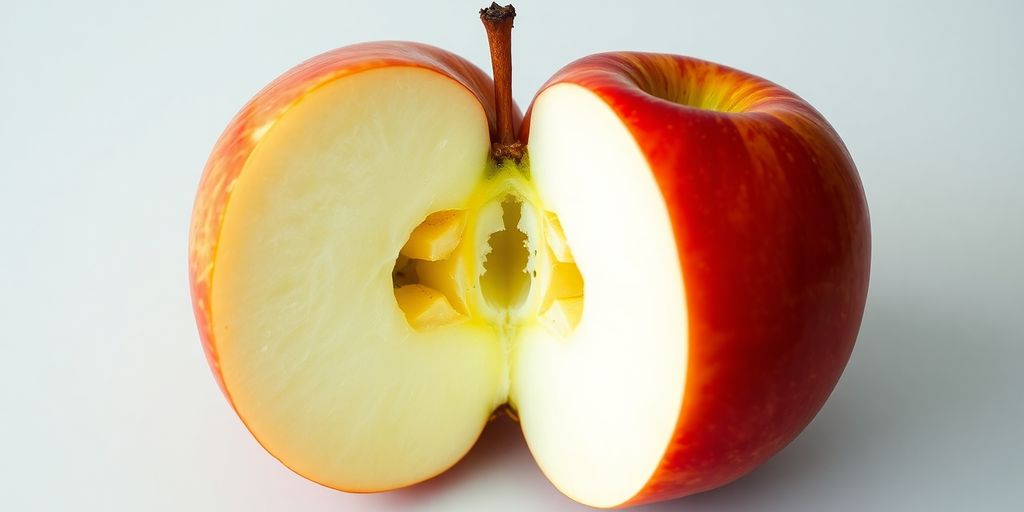 Two halves of a large apple