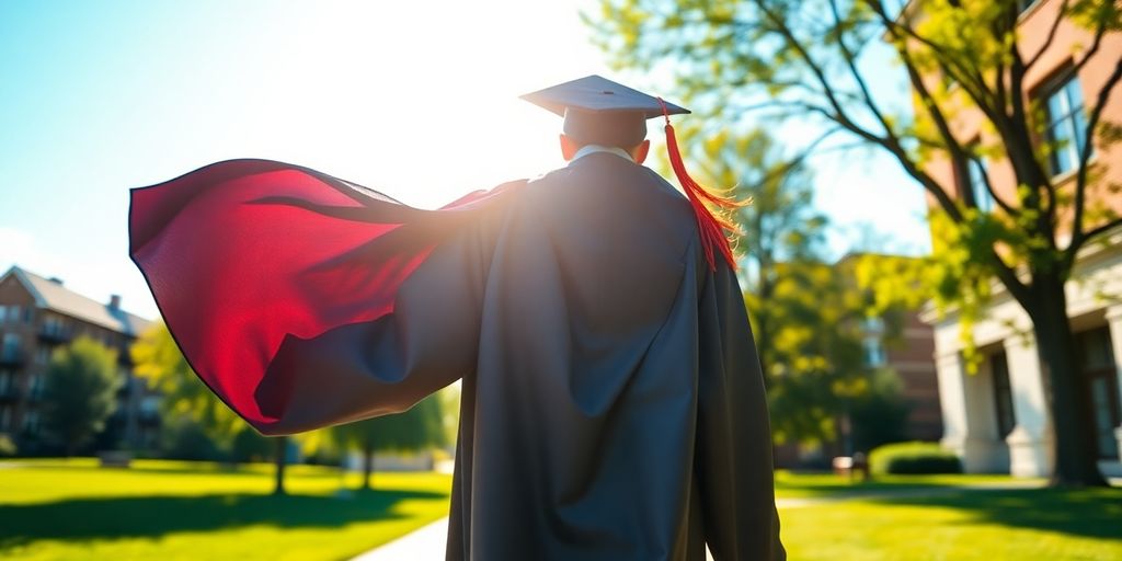 Student walking towards a bright, open future.